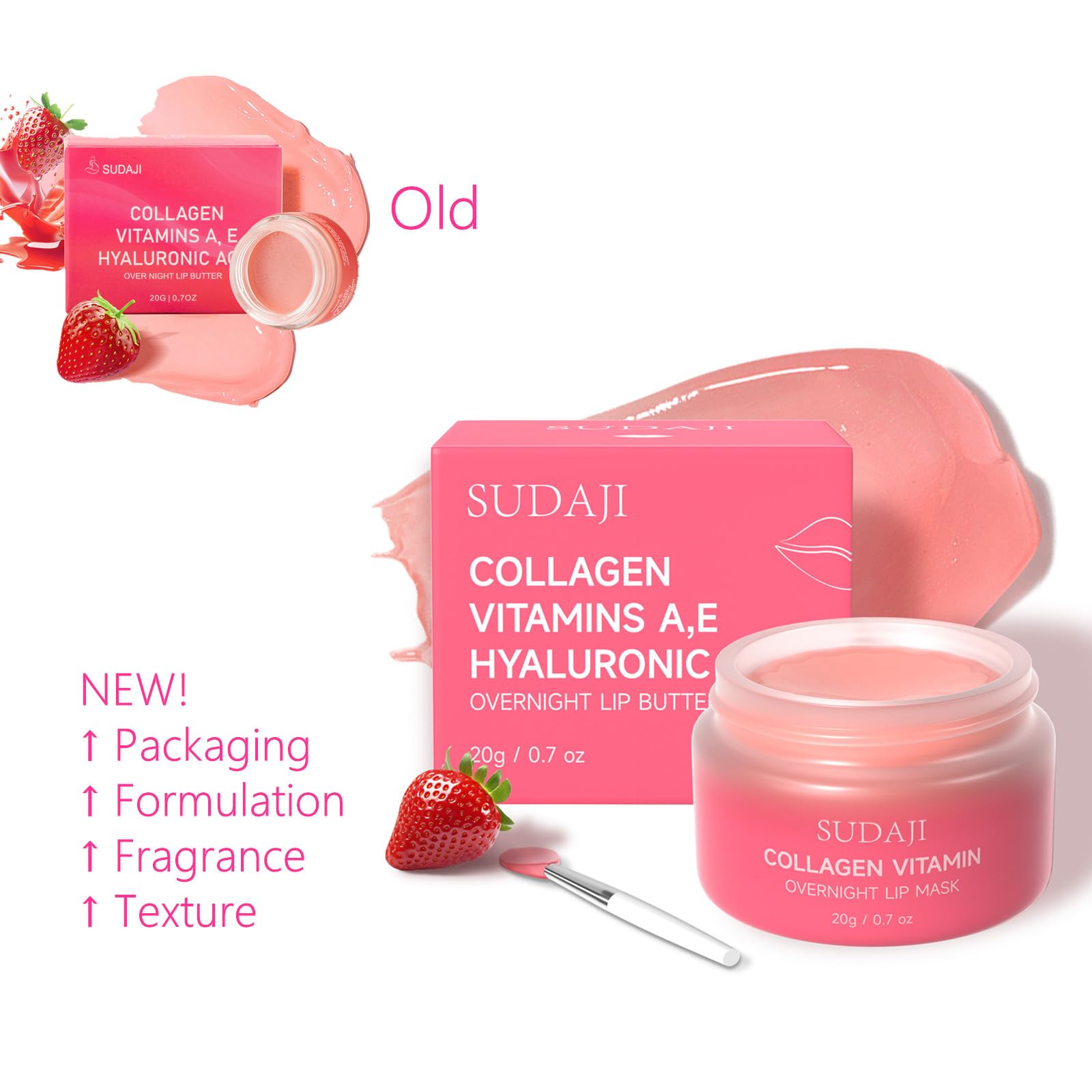SUDAJI Lip Mask application image shows easy night-time use for hydration.