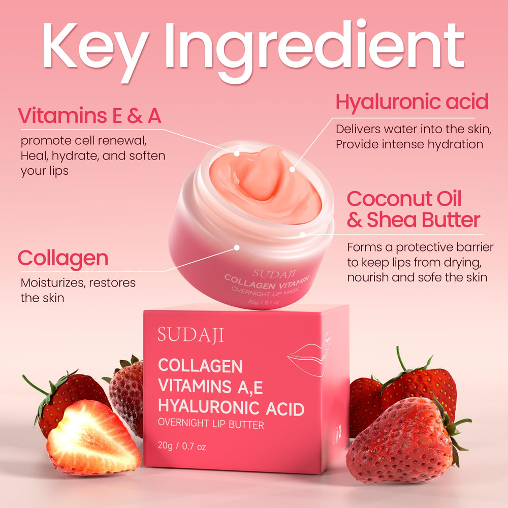 SUDAJI Overnight Lip Hydration scene suggests waking up to softer, smoother lips.