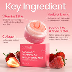 SUDAJI Overnight Lip Hydration scene suggests waking up to softer, smoother lips.
