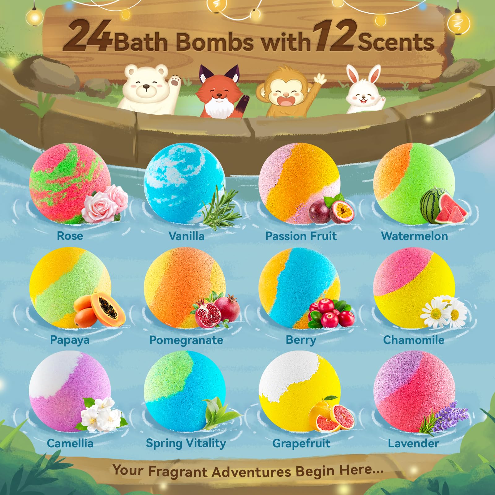 Pack de 24 bombas de baño listo para fiestas