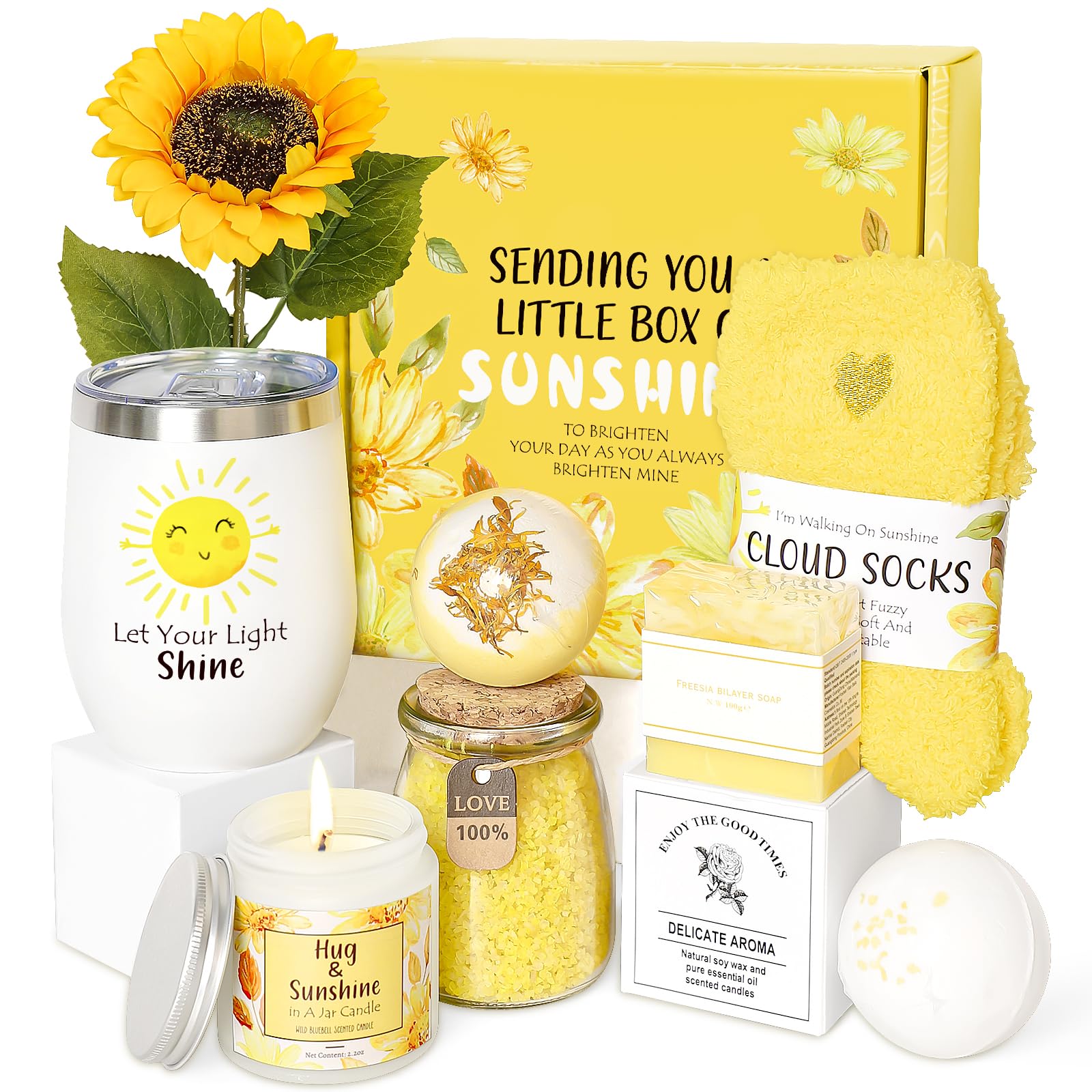 Caja regalo amarilla de Suhctuptx ideal para alegrar el día con un toque de spa