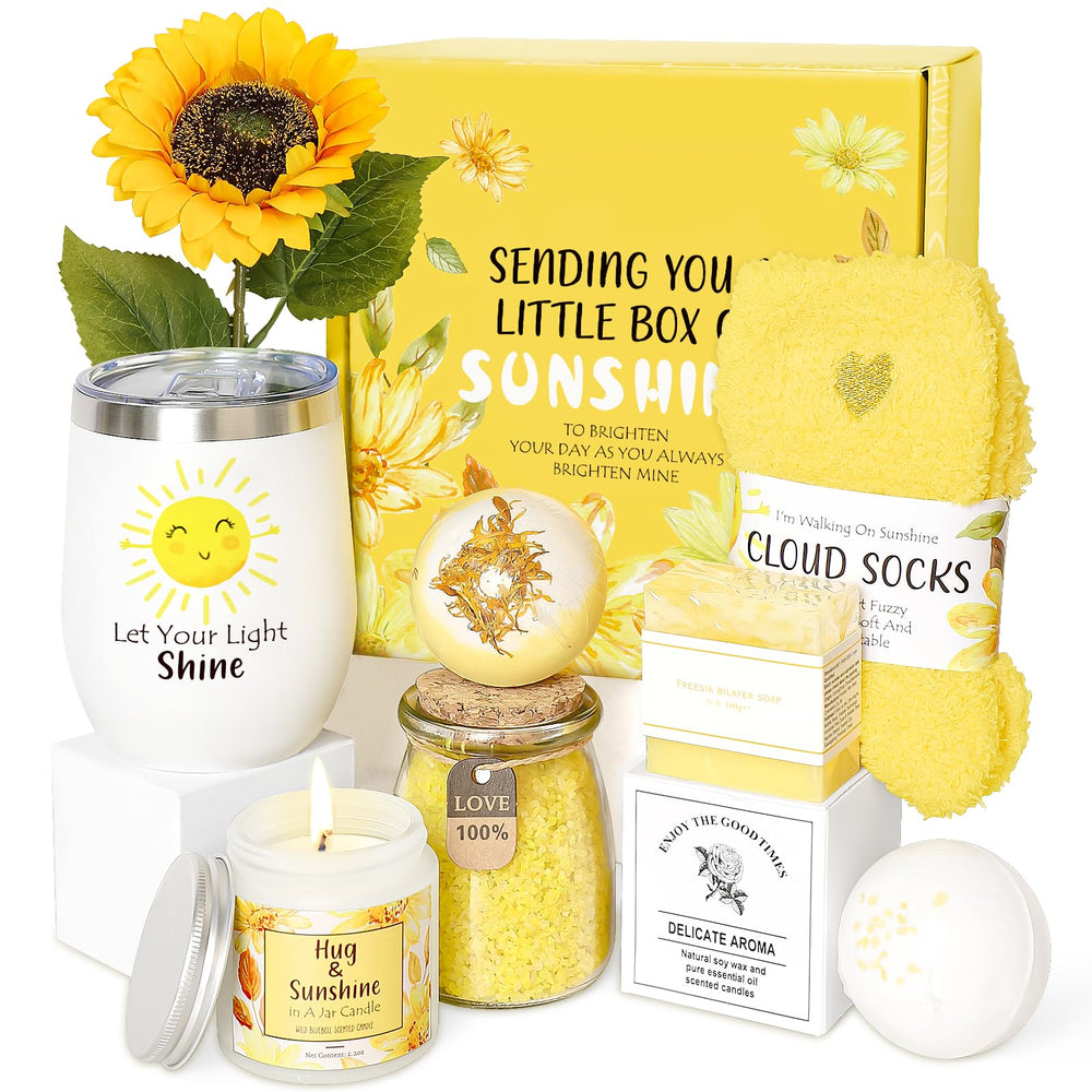 Caja regalo amarilla de Suhctuptx ideal para alegrar el día con un toque de spa