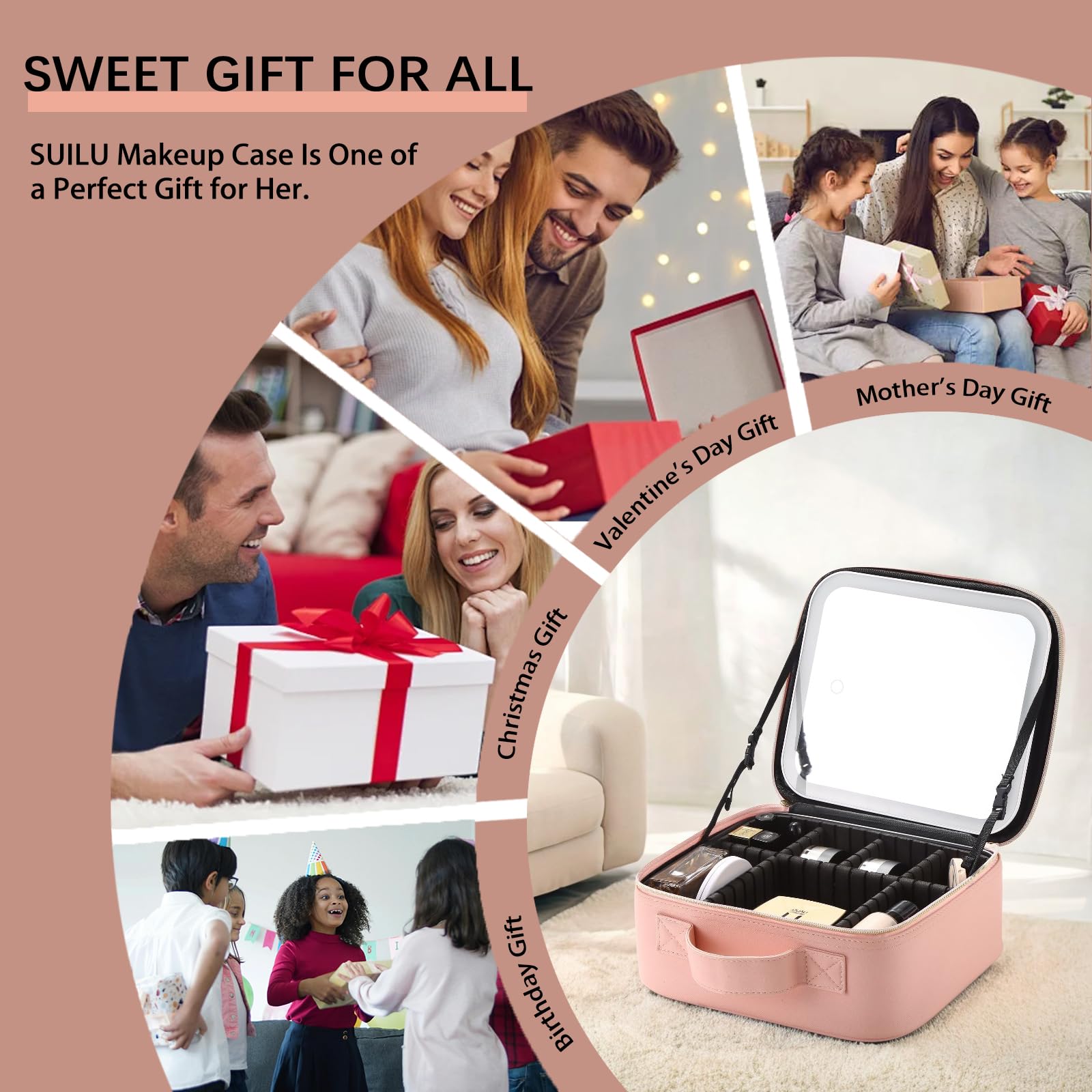 Espacio dedicado para brochas y herramientas de maquillaje