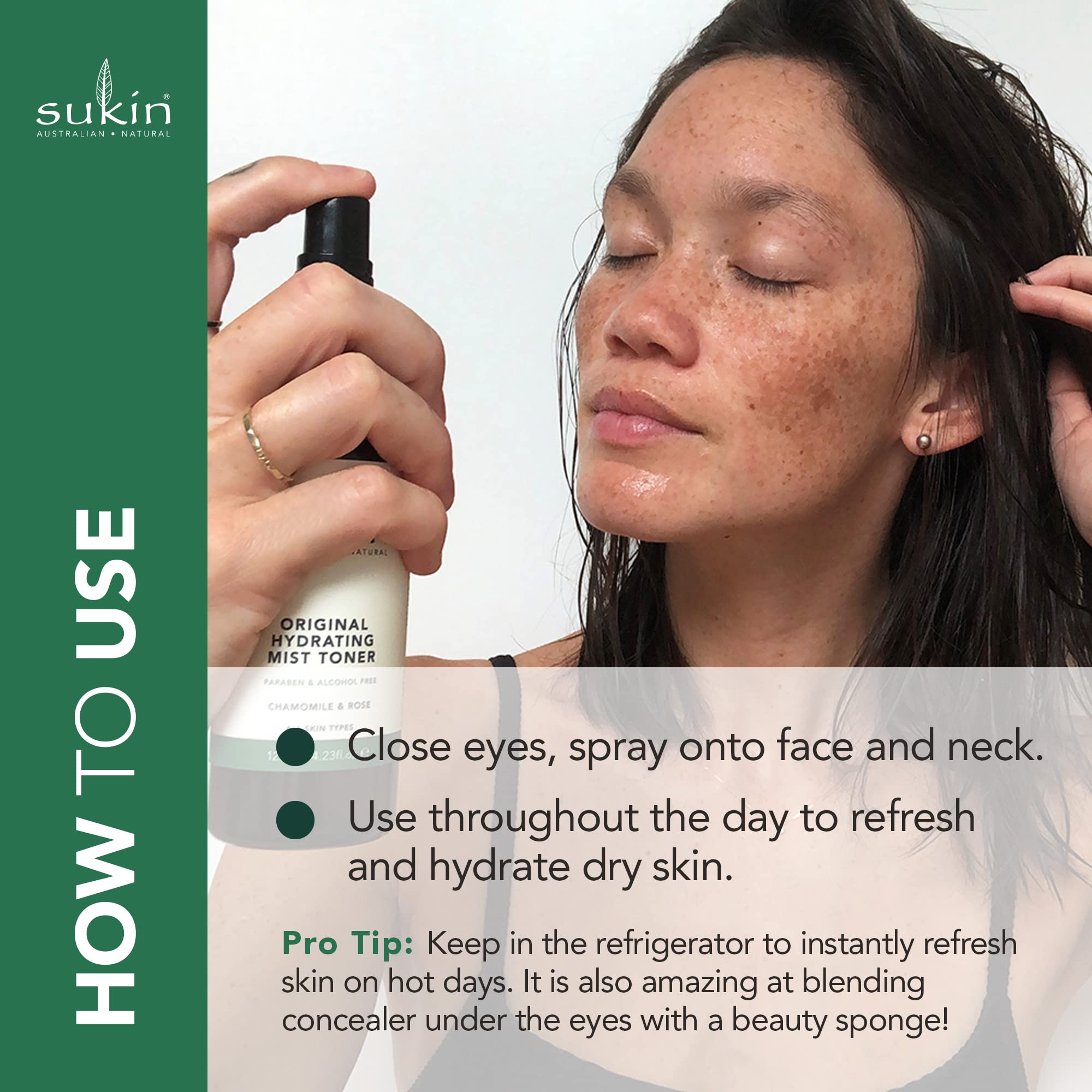 Sukin Organics Ingredientes Naturales Camomila y Rosa, calma suave.