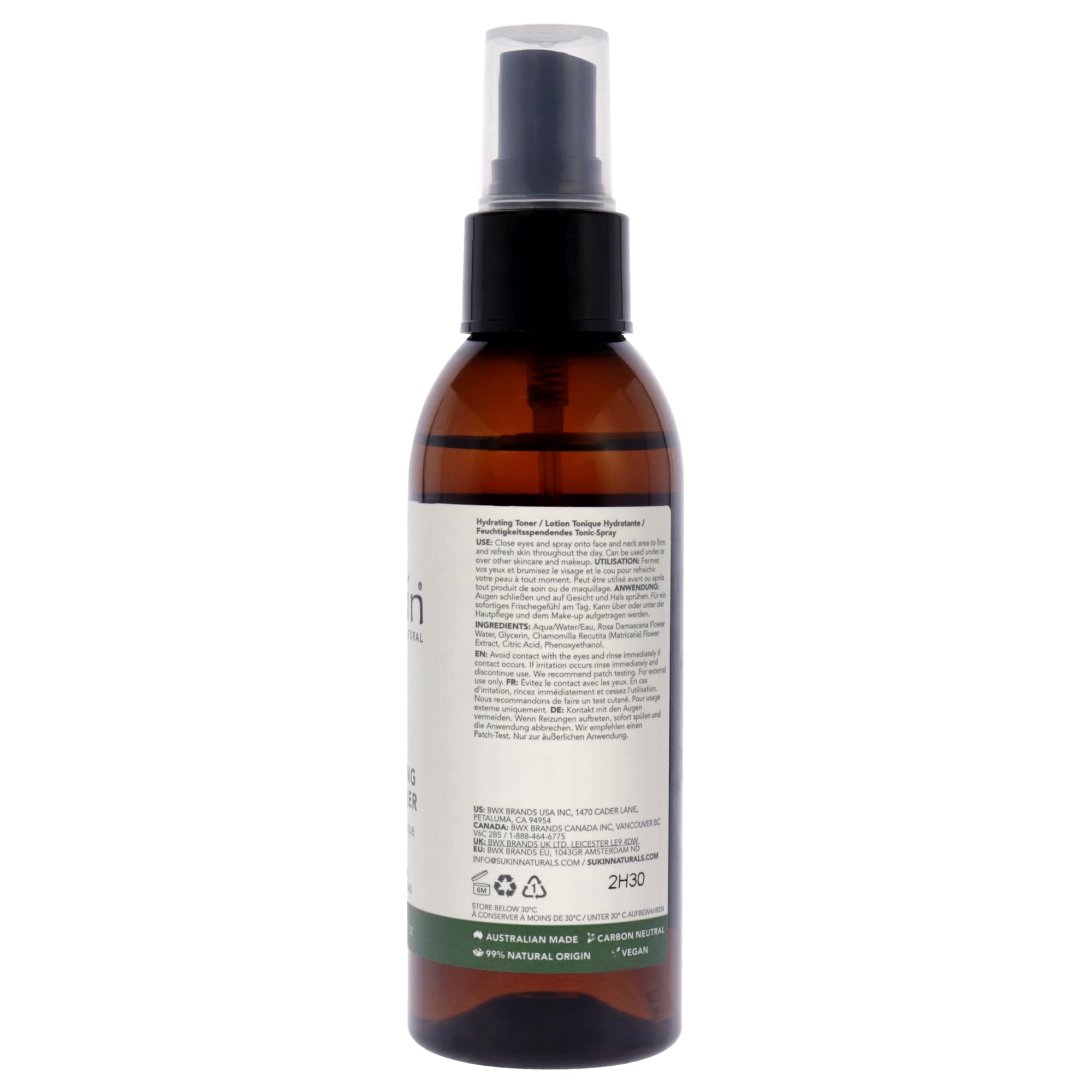 Sukin Organics Tónico sin alcohol, refresca y equilibra la piel.