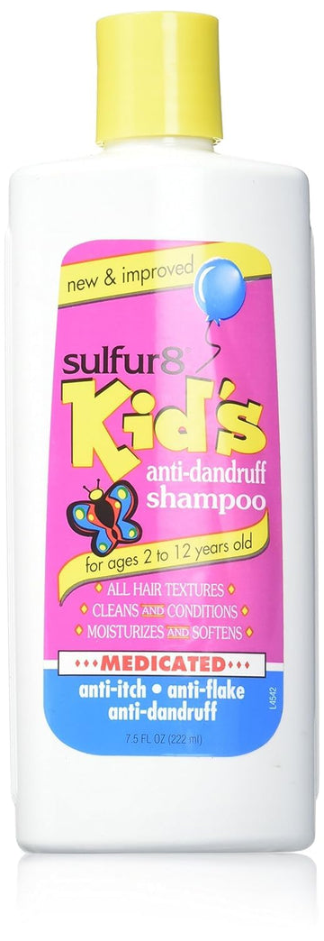 Sulfur 8 Kids anti-dandruff shampoo bottle for gentle scalp care.
