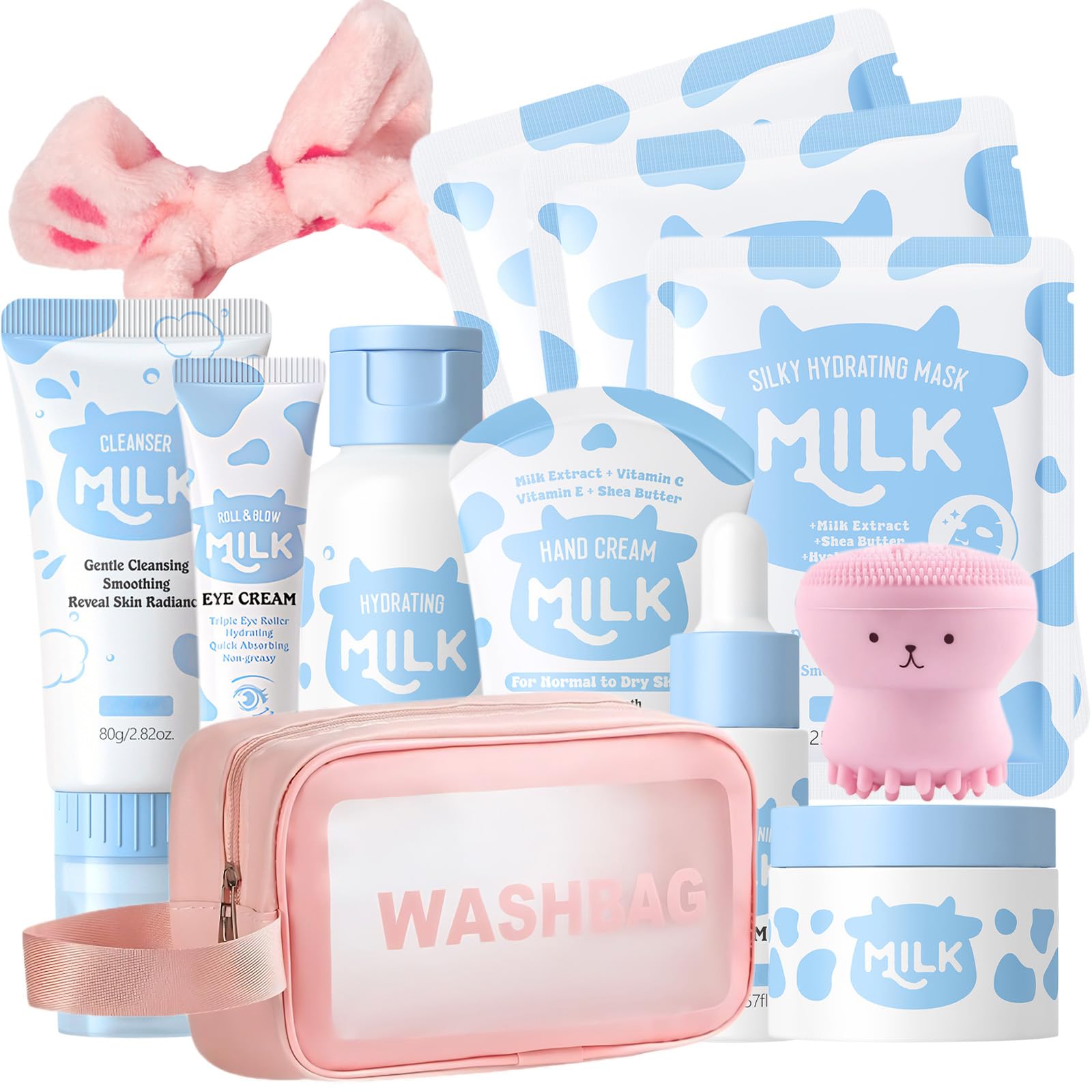 Sulily kit de cuidado con leche en empaque y accesorios, ideal para viajes y regalos.