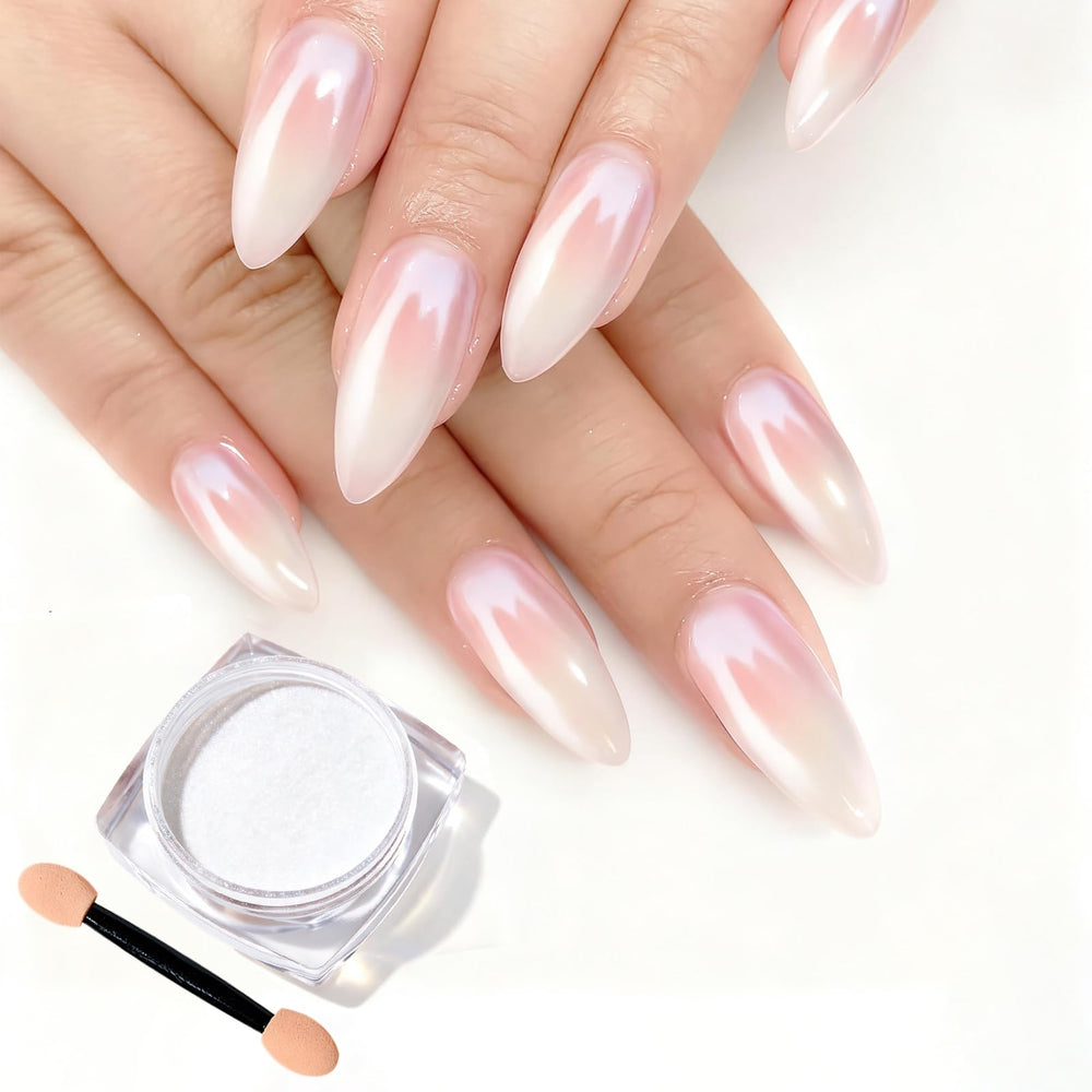 Sulily polvo cromo perla blanca para acabado espejo duradero en uñas.
