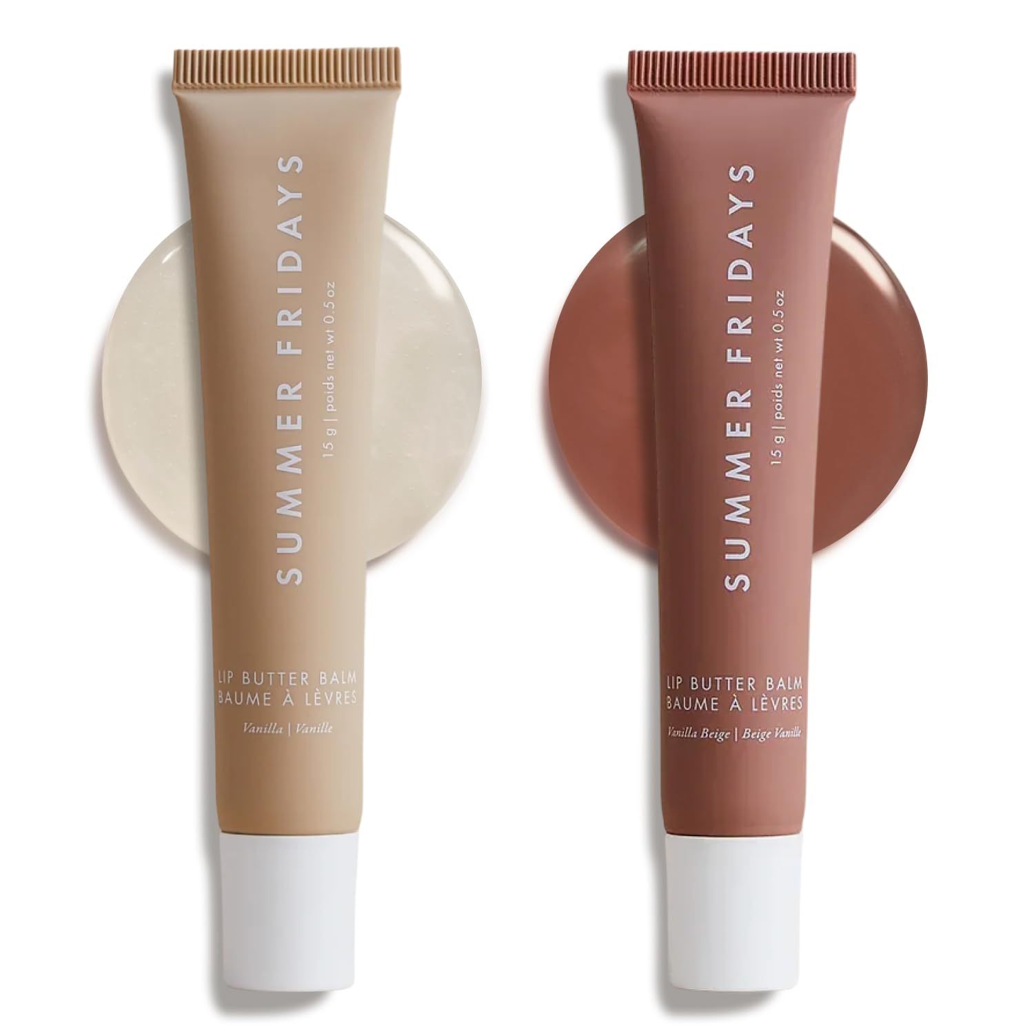 Summer Fridays bálsamo labios Vanilla, envase frontal, hidratación suave para uso diario.