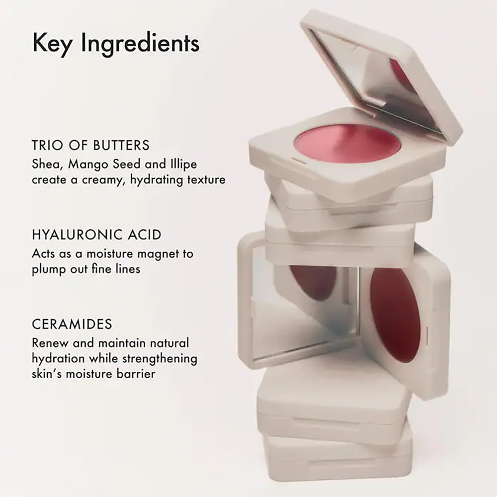 Summer Fridays Blush Butter Balm brush application shows even blend