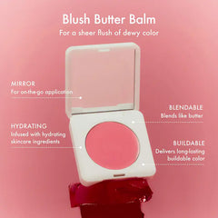 Summer Fridays Blush Butter Balm cheek swatch delivering dewy, sheer color.