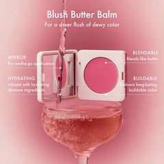 Summer Fridays Blush Butter Balm swatch on cheek for natural dewy flush
