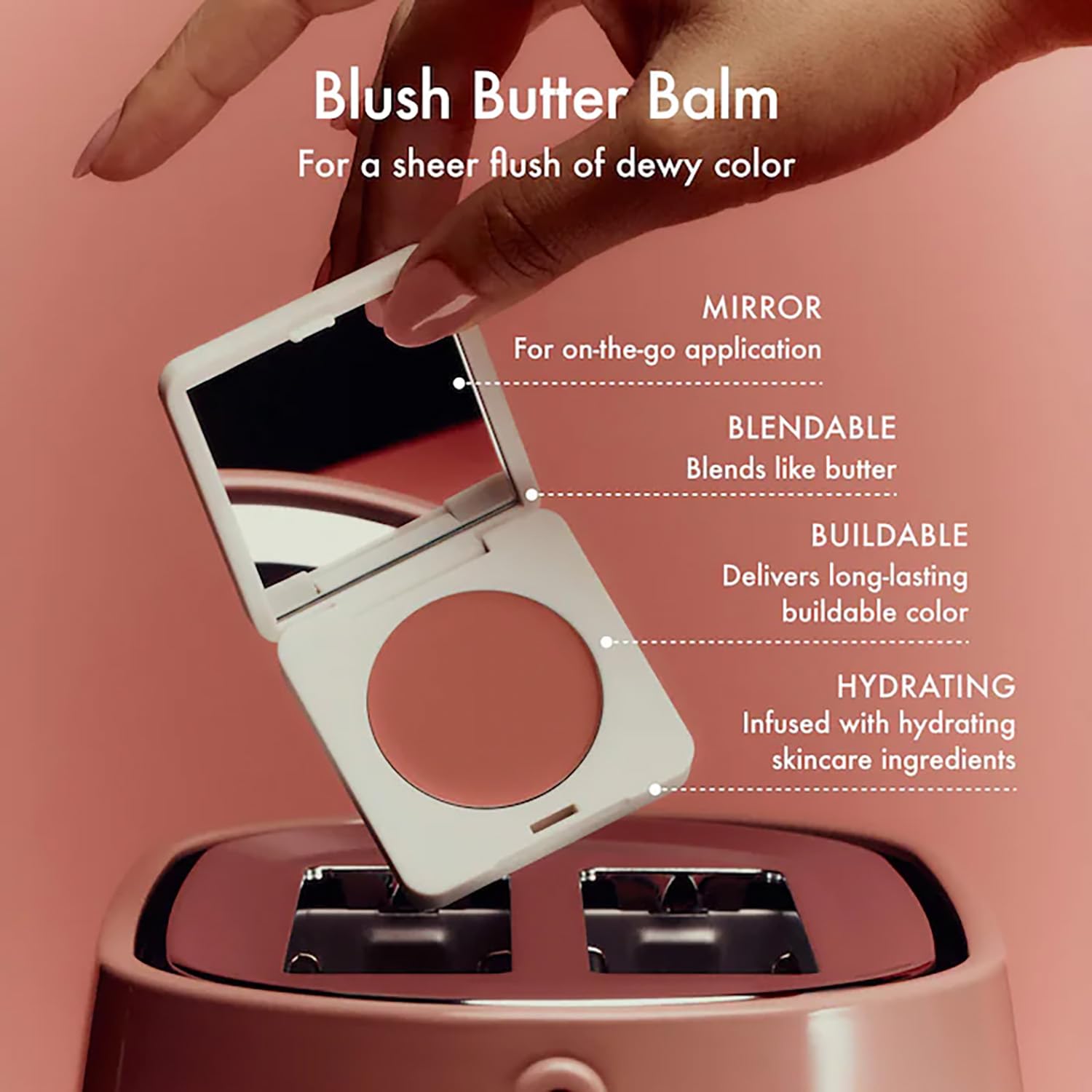 Textura cremosa de Summer Fridays Blush Butter Balm para difuminar fácilmente.