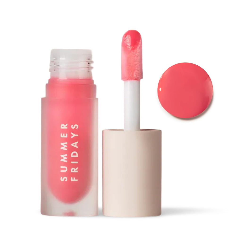 Dream Lip Oil de Summer Fridays, envase cercano con brillo e hidratación visibles.