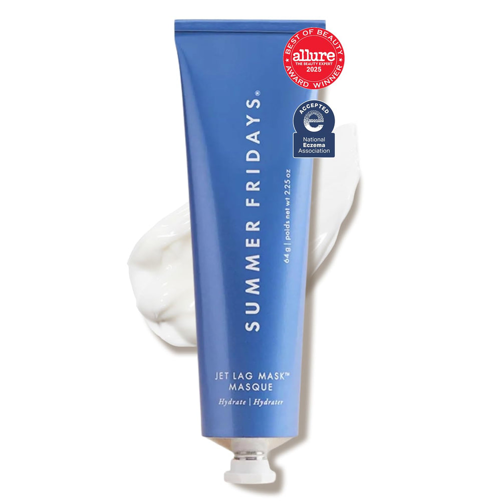 Summer Fridays Jet Lag Mask envase 2.25 oz, hidratación duradera para piel cansada.