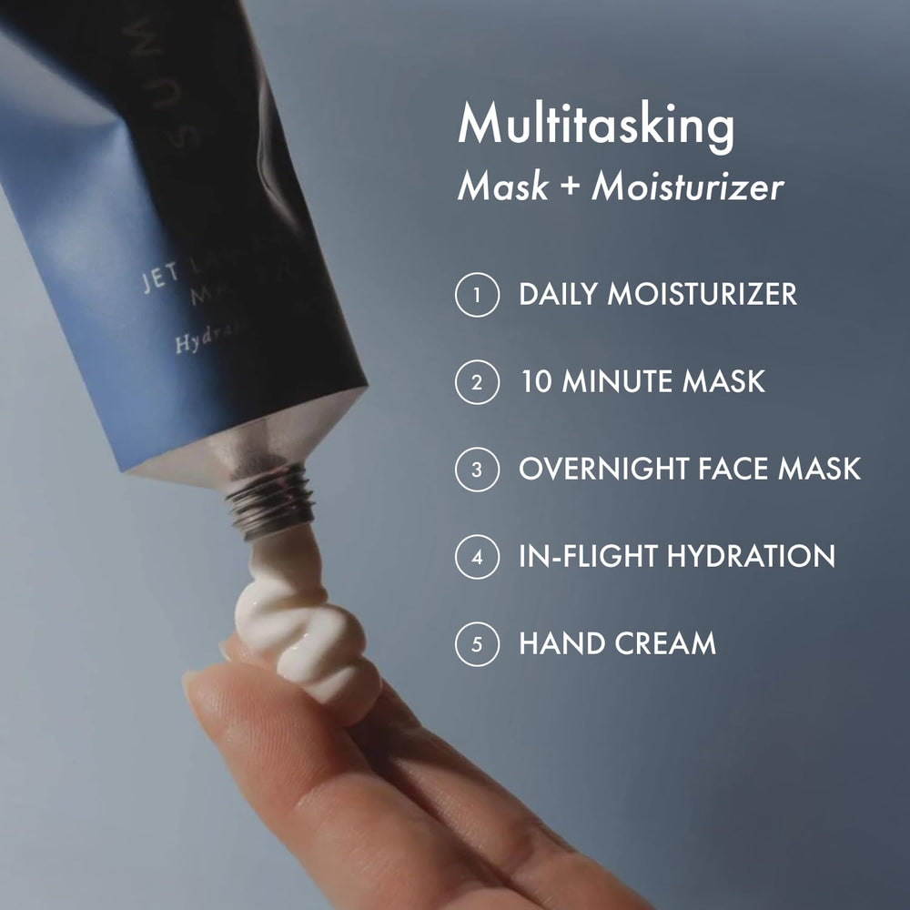 Jet Lag Mask Mini de Summer Fridays, ingredientes clave glicerina y ácido hialurónico para retener humedad.