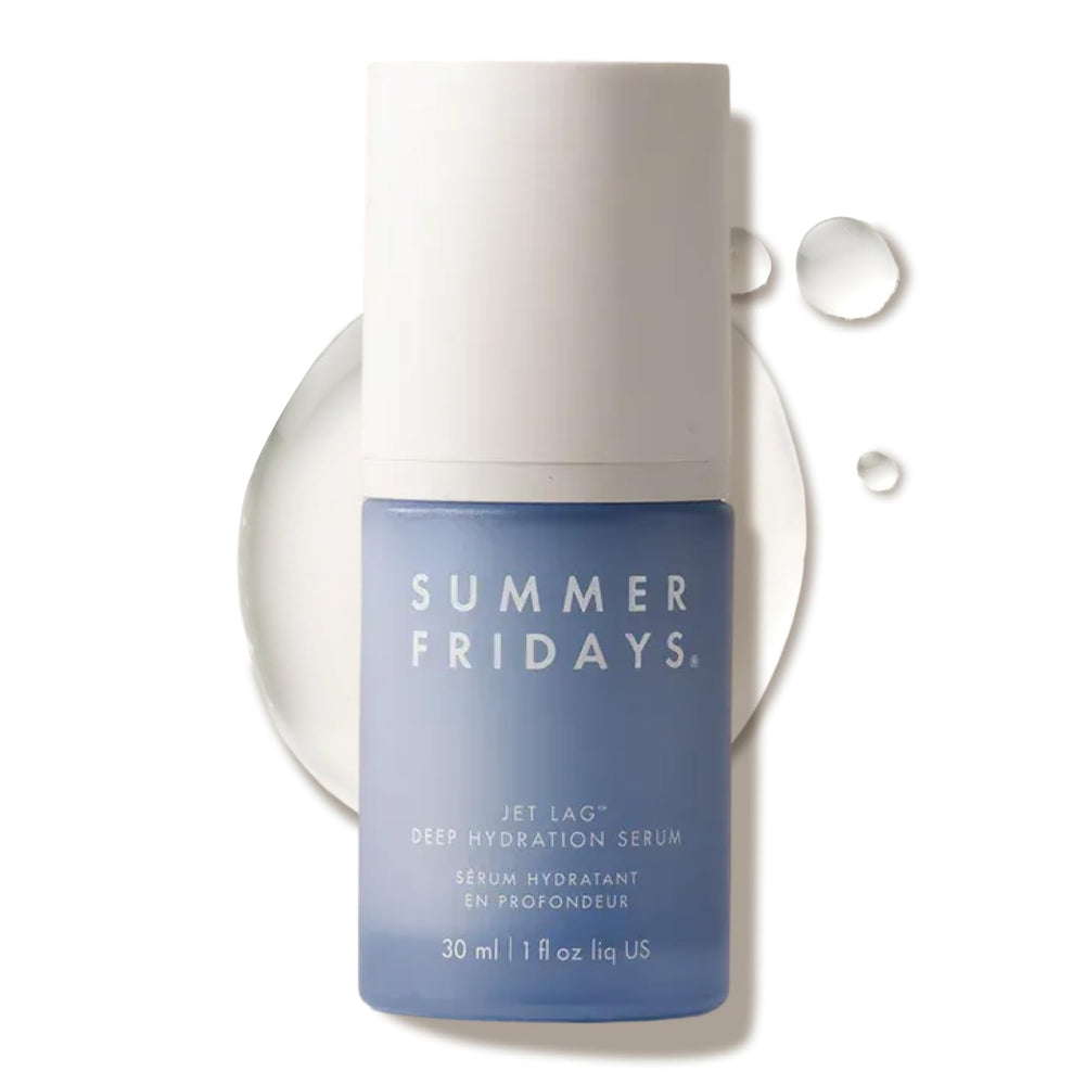 Summer Fridays Jet Lag Serum envase elegante para hidratación diaria