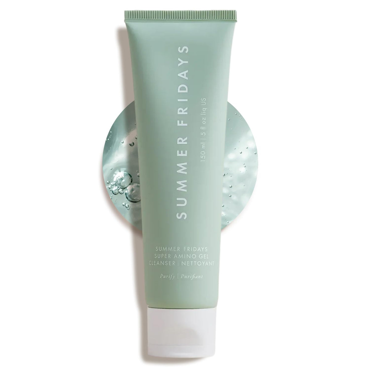 Botella de Summer Fridays Super Amino Gel Limpiador para limpieza suave y equilibrante.