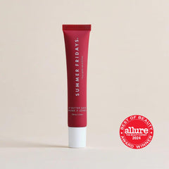 Summer Fridays Cherry lip balm packaging on a clean surface highlighting vegan skincare.