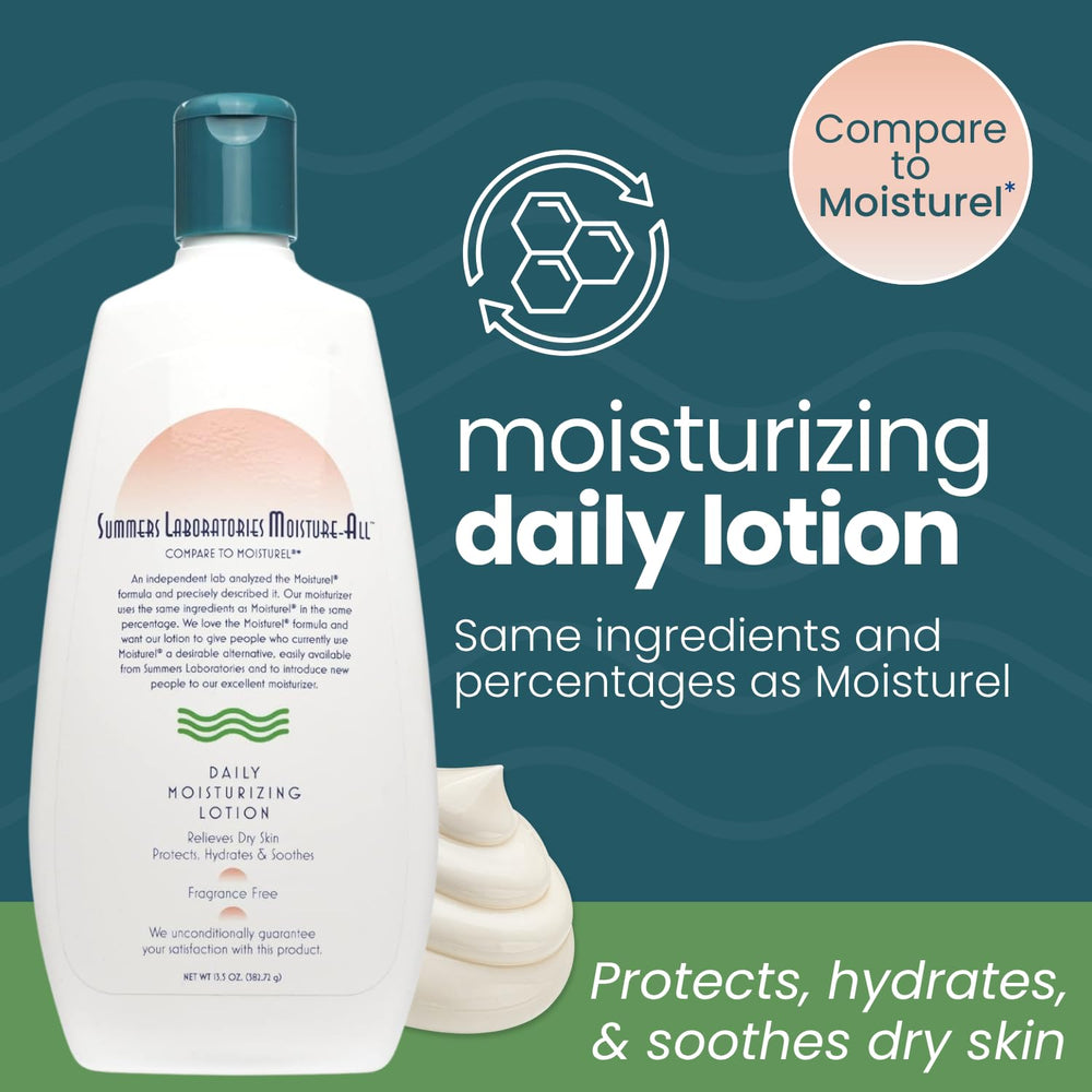 Moisture-All de Summers Laboratories, textura cremosa visible, ideal para rostro y cuerpo.