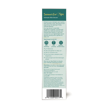 Aplicación suave tras ducharte con Summer's Eve Serum para piel íntima hidratada.