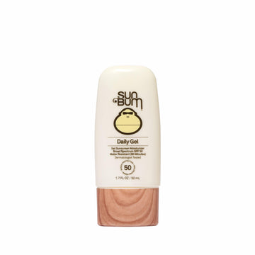 Sun Bum Daily SPF 50 Clear Gel on face delivers a velvety matte finish for daily protection.