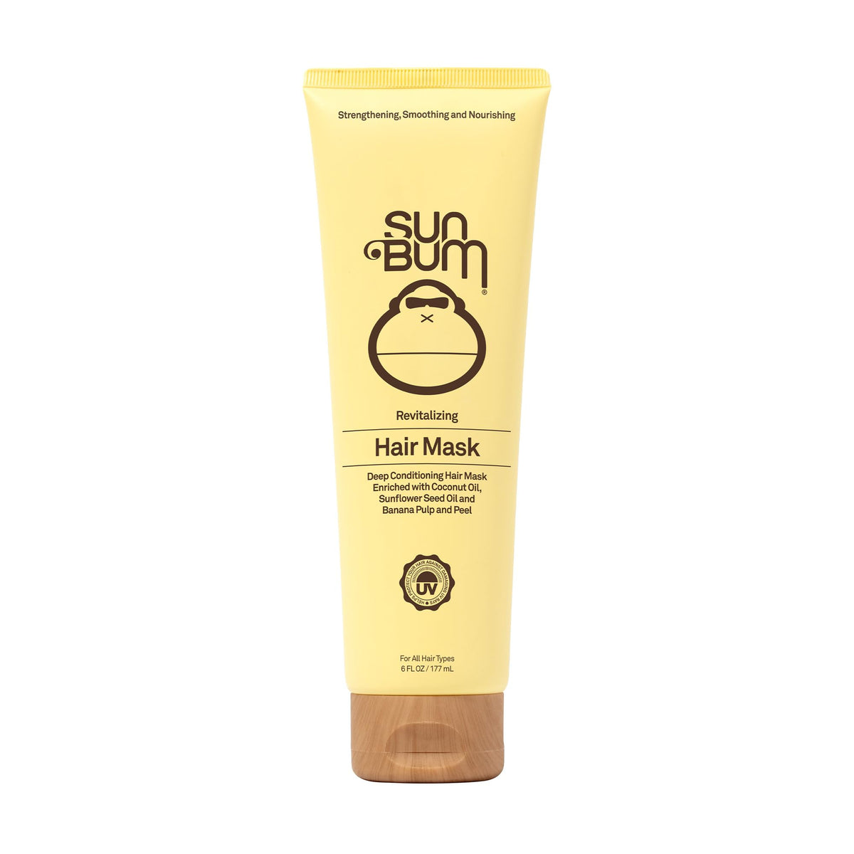 Sun Bum mascarilla revitalizante en tubo, acondiciona y suaviza cabello seco.
