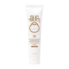 Sun Bum Mineral SPF30 protector facial tintado mate en botella, protección suave para uso diario.