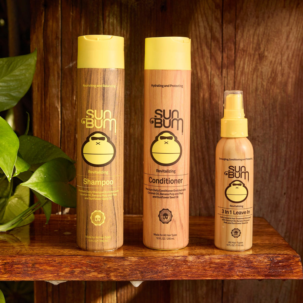Sun Bum textura suave y brillo; cabello sedoso tras lavado.