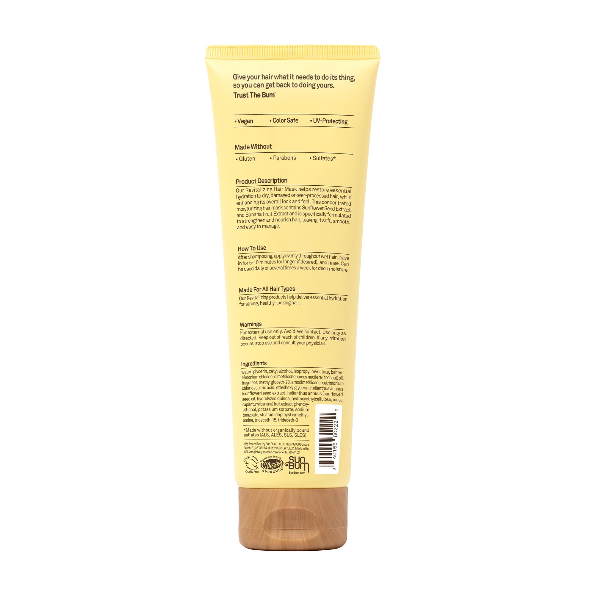Fórmula vegana y libre de crueldad de Sun Bum para el cabello.