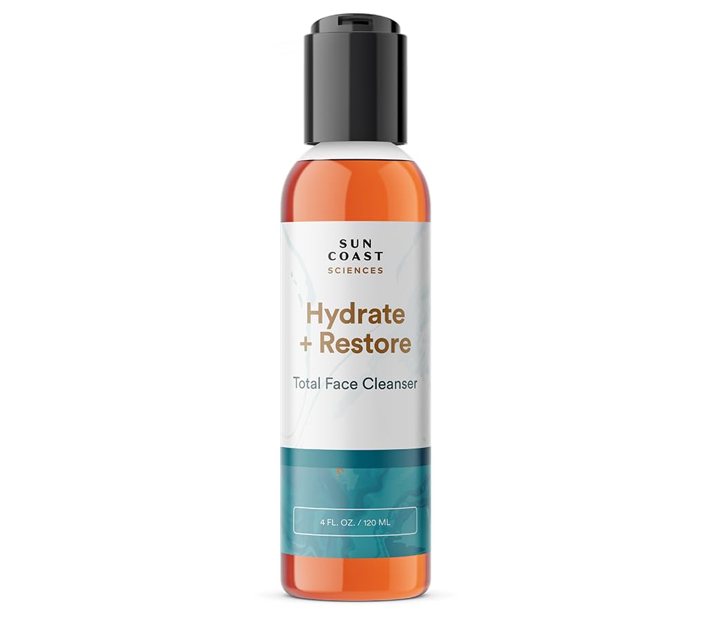 SUN COAST SCIENCES Hydrate + Restore nettoyant visage, bouteille prête à l’emploi et hydratante.