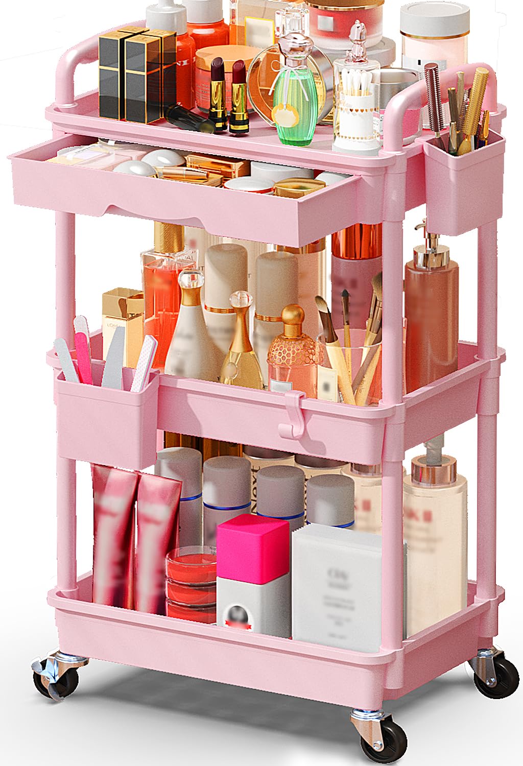 Sunally carrito maquillaje con cajones deslizable, ideal para organizar labiales y brochas.