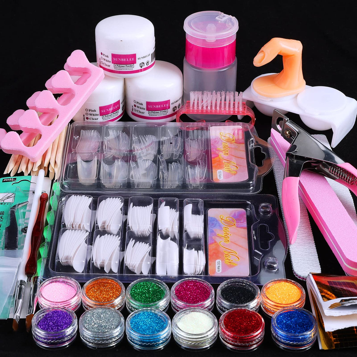 SUNBELEE kit profesional para uñas acrílicas con contenido completo para empezar