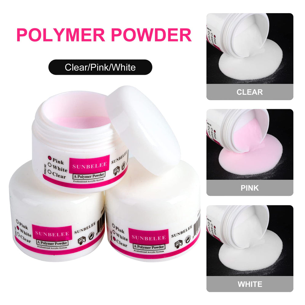 SUNBELEE polvos acrílicos de brillo, tres colores para distintas decoraciones.