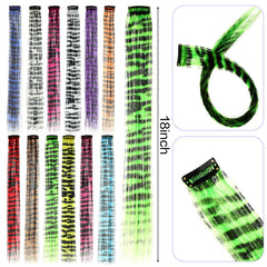 Extensiones Suncalla de pelo sintético multicolor con rayas para un estilo suave.