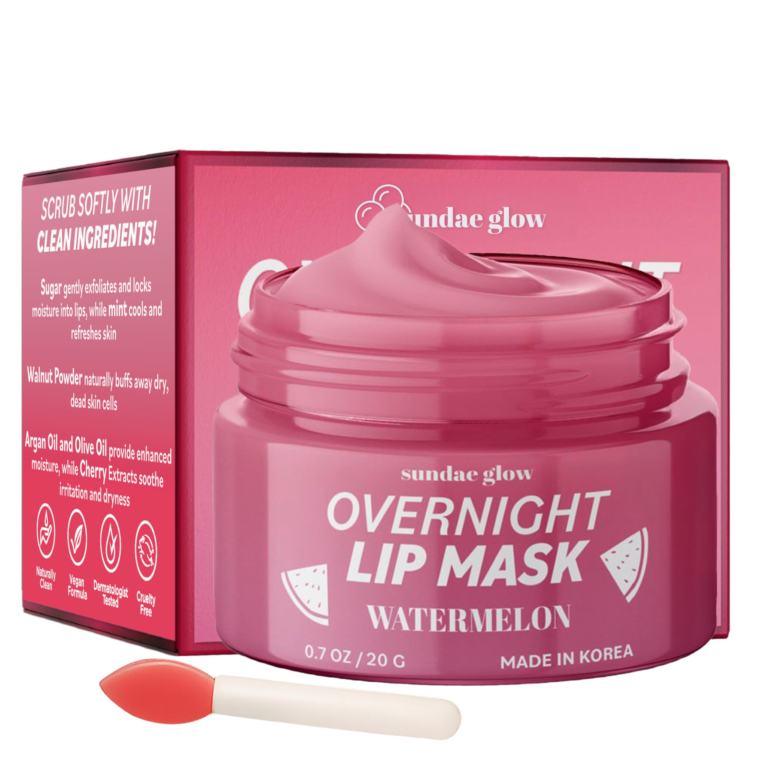 Sundae Glow mascarilla labial con sandía, hidratación nocturna para labios.
