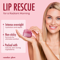 Sundae Glow crema nocturna para labios con sandía, ayuda a reparar sequedad.