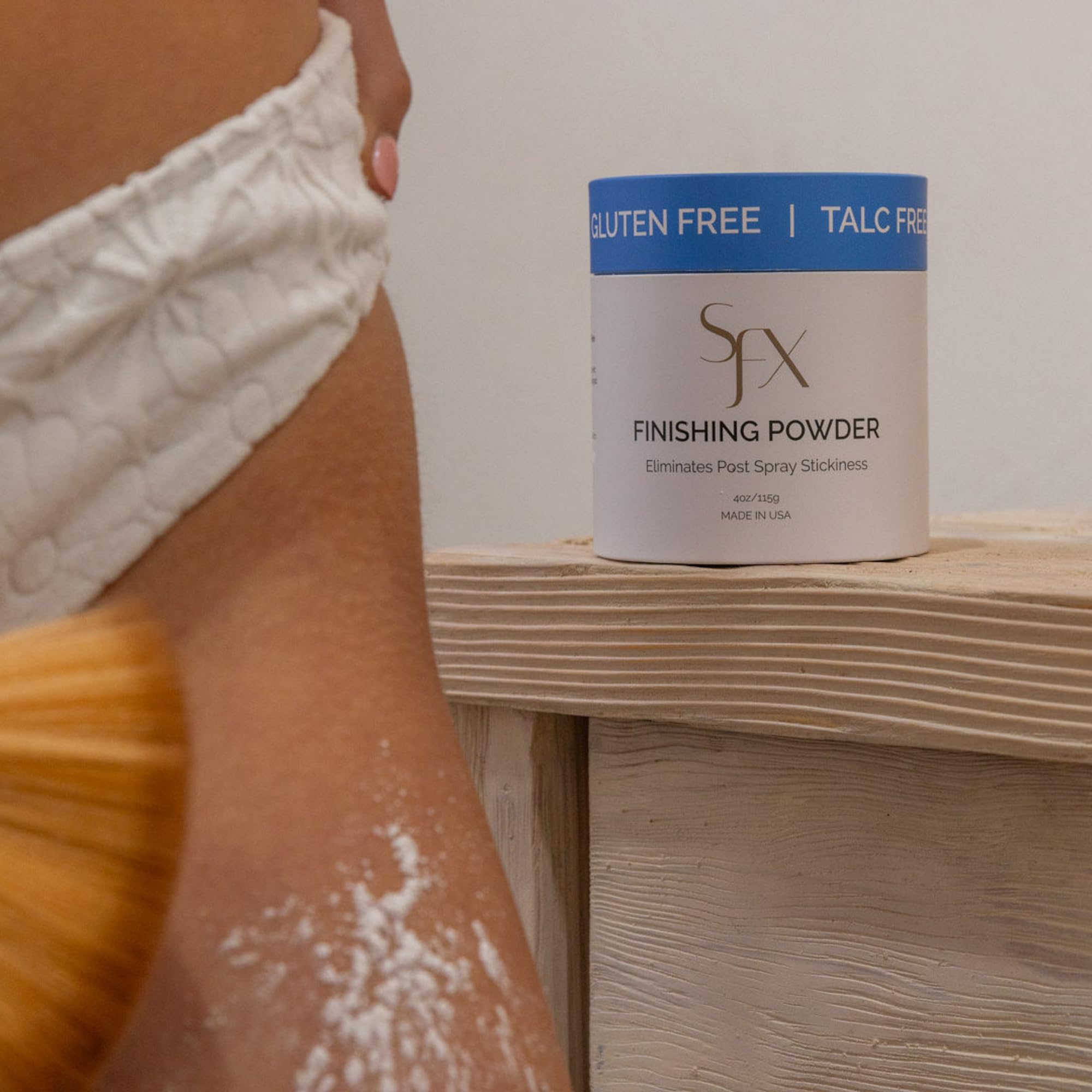 SunFX polvo ideal para uso post-bronceado en sesiones profesionales.