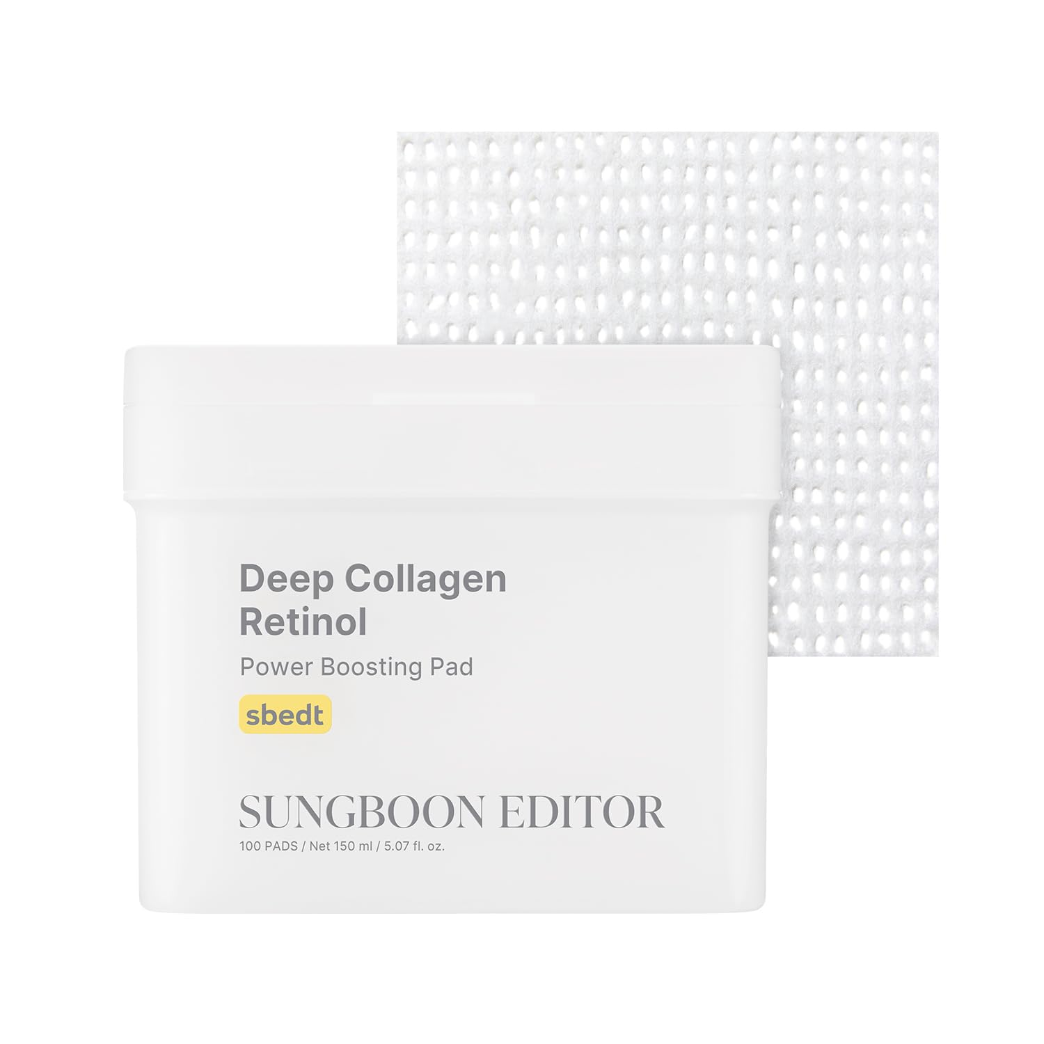SUNGBOON EDITOR Discos con colágeno y retinol en caja, cuidado suave diario.