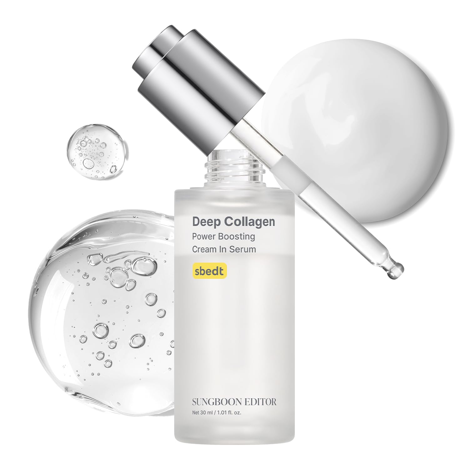 SUNGBOON EDITOR Serum Colágeno Profundo: bote con absorción suave y hidratación duradera.