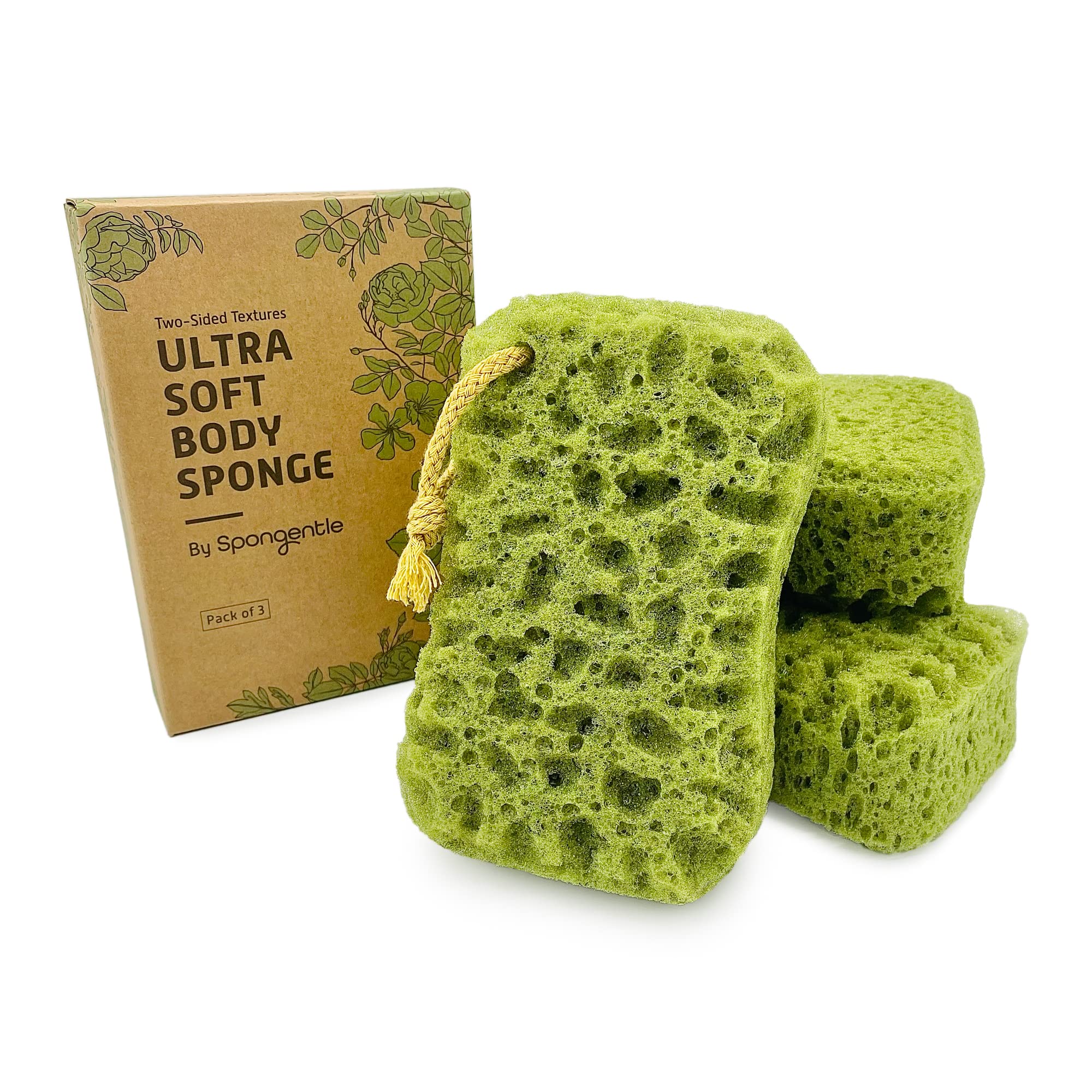 Sunlite Sports Spongentle, doble textura para exfoliar suavemente el cuerpo.