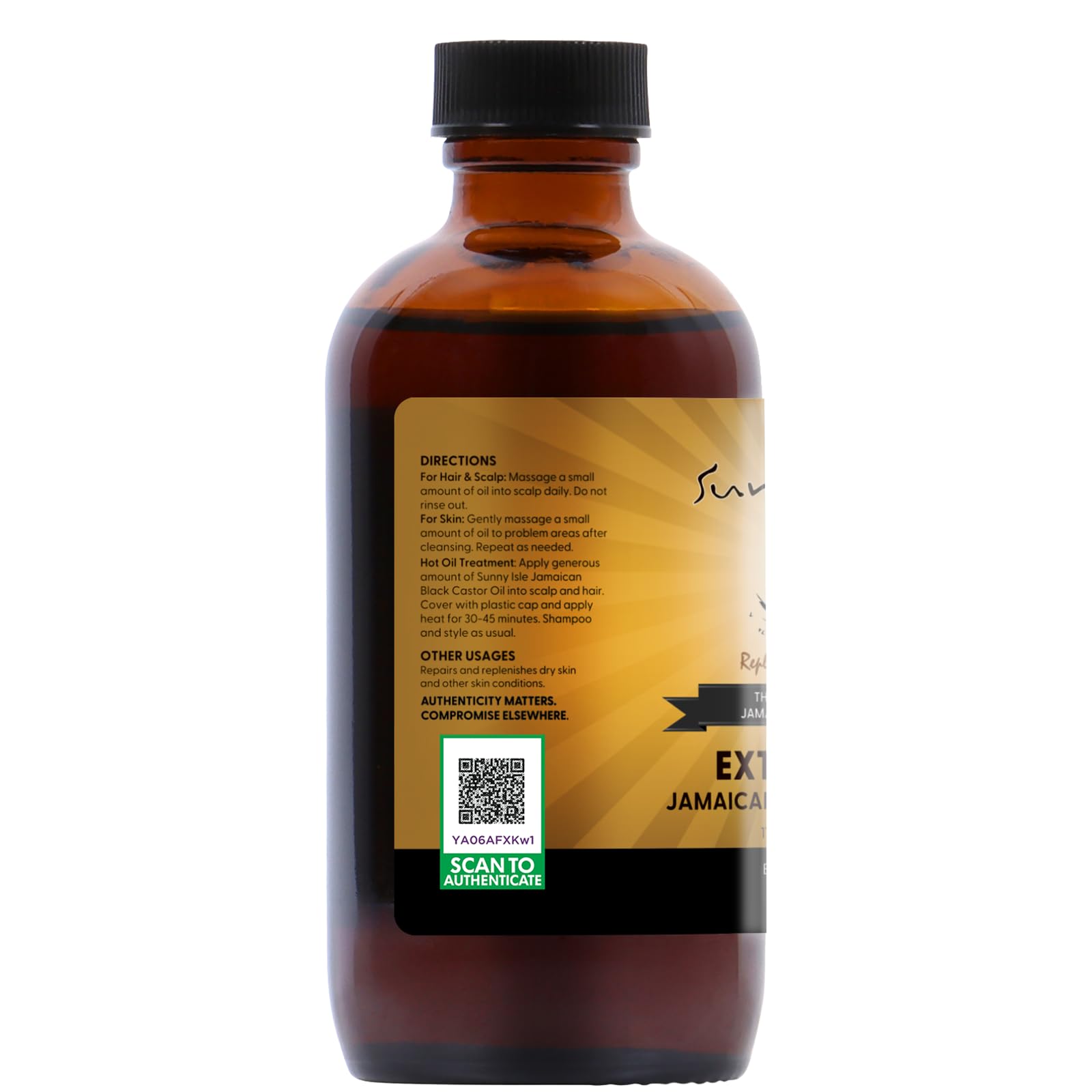 Sunny Isle Aceite Ricino Negro Extra Oscuro, uso diario para hábitos de cuidado.
