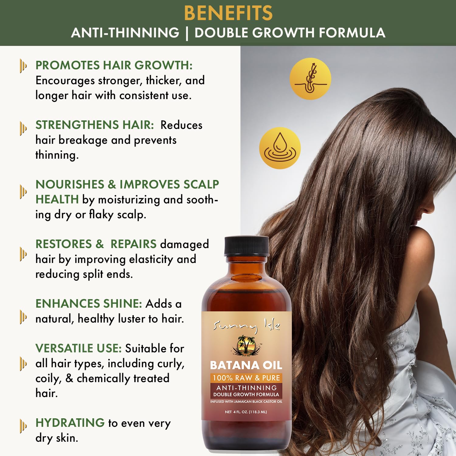 Sunny Isle Batana Oil, ingredientes naturales para cabello sano