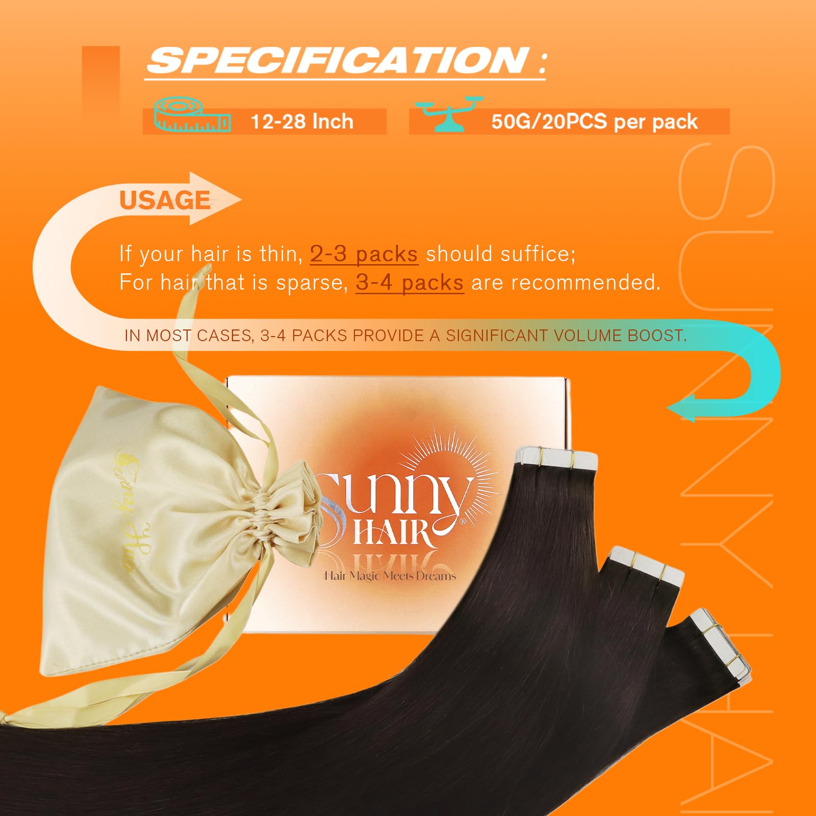 Sunny Hair repuestos de cinta, fácil mantenimiento y reutilización.