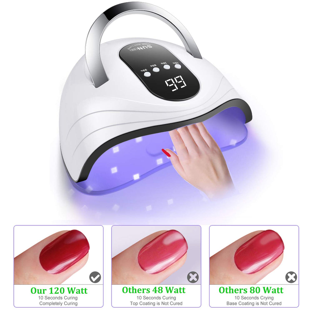Sunrich UV Gel Nail Lamp with digital display aids precise timer control.