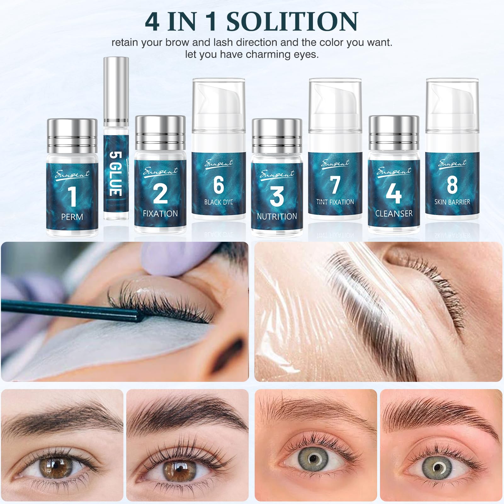 SUNSENT Lash Lift Kit resultados ojos: efecto similar al rizador sin esfuerzo.