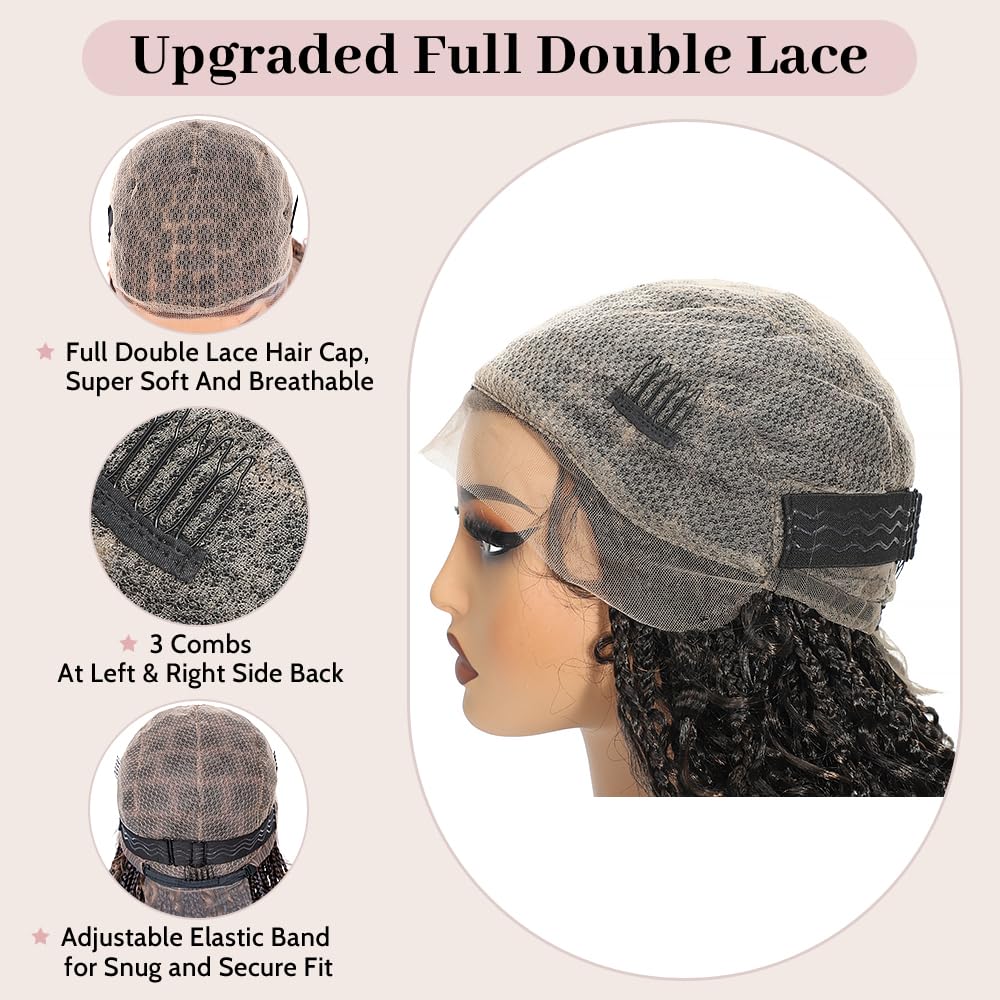 Suntefic peluca trenzas boho con bordes rizados bohemios para acabado suave.