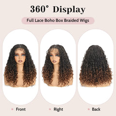 Suntefic peluca trenzas boho con malla de encaje transparente para ajuste invisible.