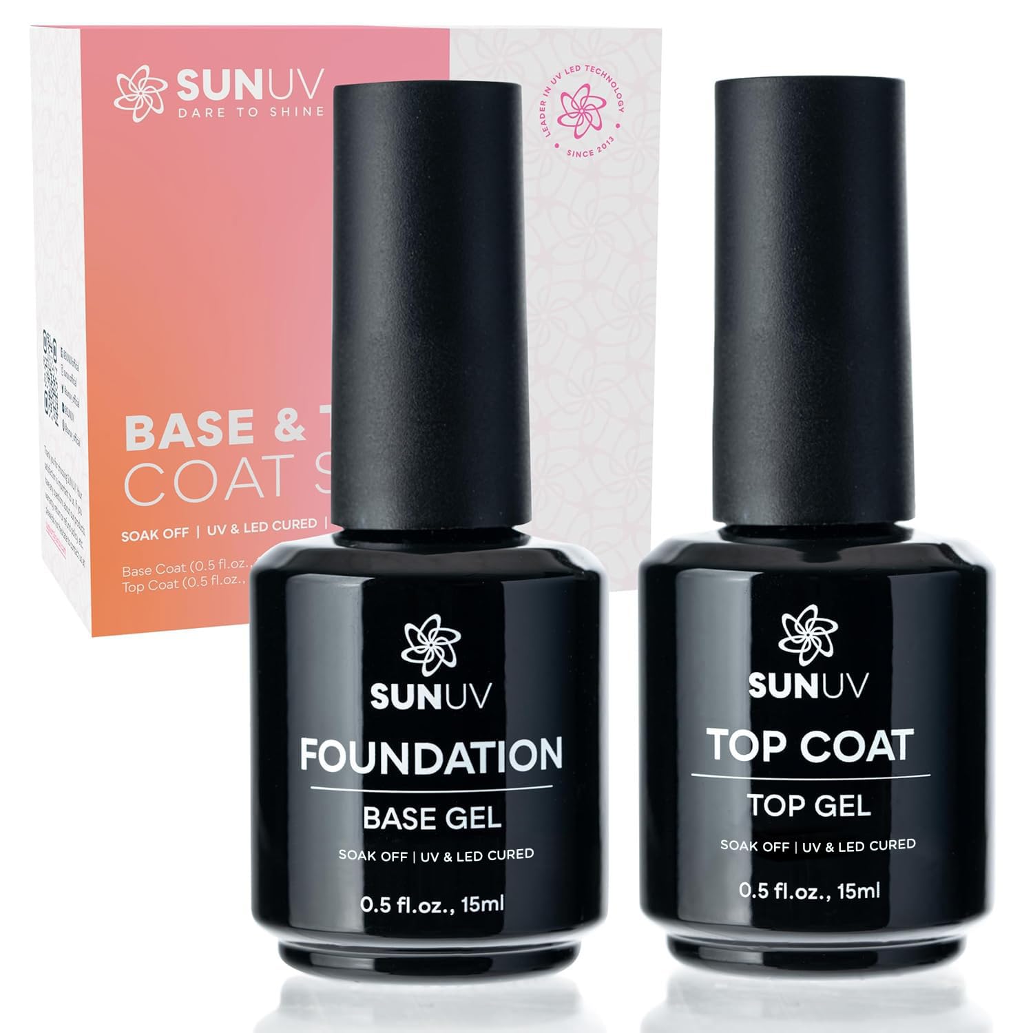 SUNUV capa base botella de 15ml para base suave y duradera.