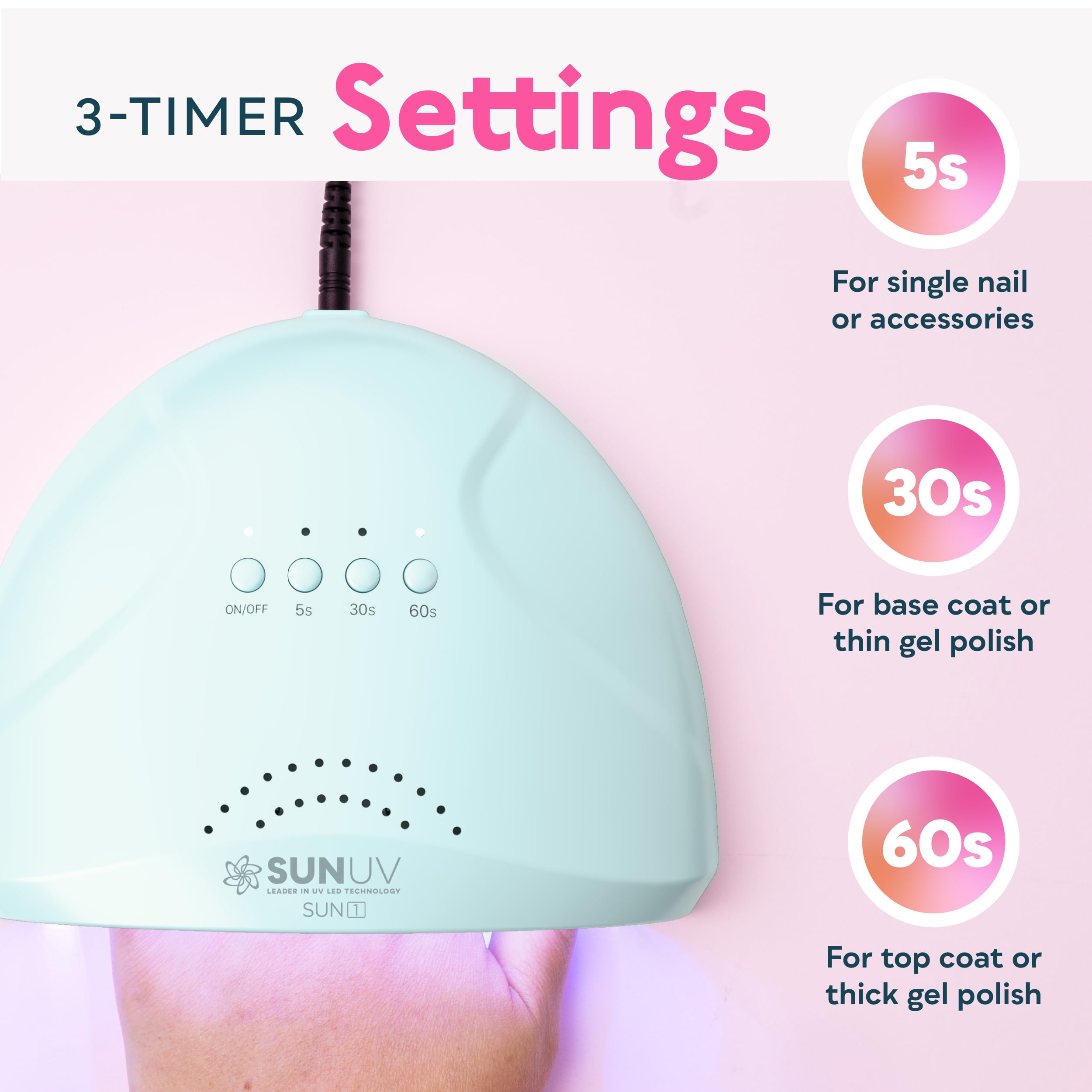 SUNUV panel de control de 3 tiempos, operación sencilla para sesiones rápidas.